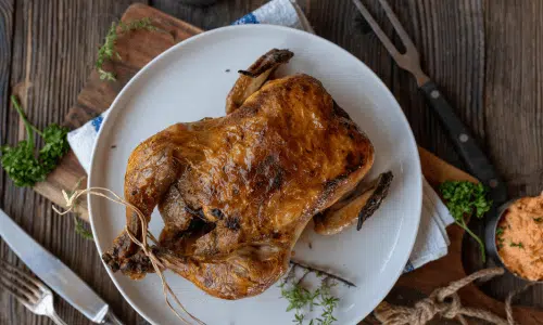 Poulet rôti au miel, thym, et galanga